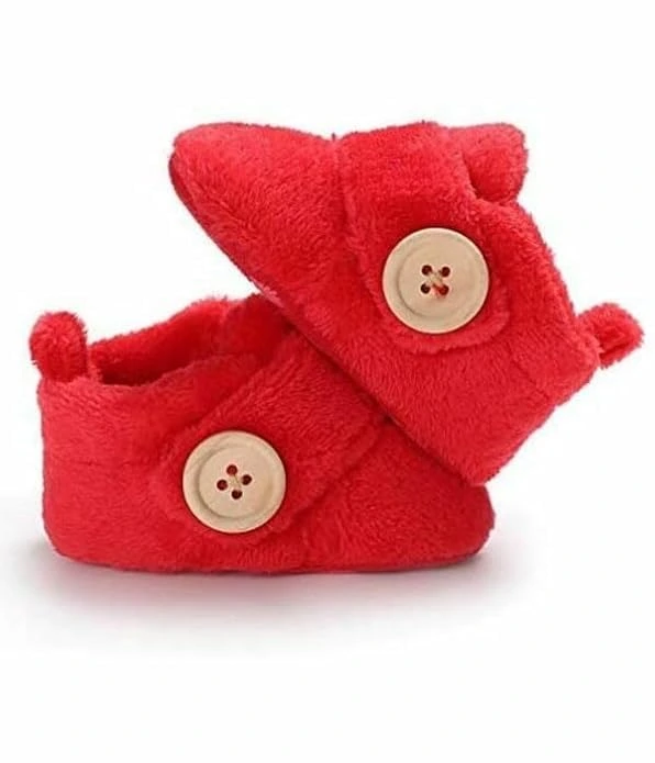 Newborn Baby Booties | Soft & Breathable Cotton Footwear for Baby Boys & Girls | Skin-Friendly, Comfortable Booties for 3–12 Months (Red, 16C)