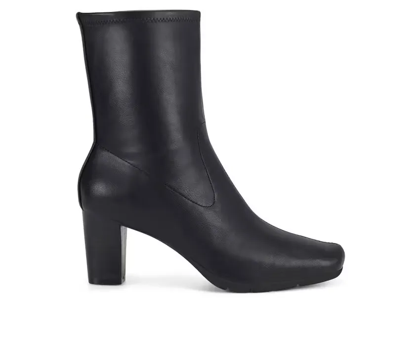 Women's Aerosoles Cinnamon Heeled Booties (Black, 34)